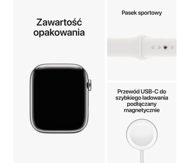 Apple Watch 8 45/Silver Steel/White Sport LTE - 1071000 - zdjęcie 9